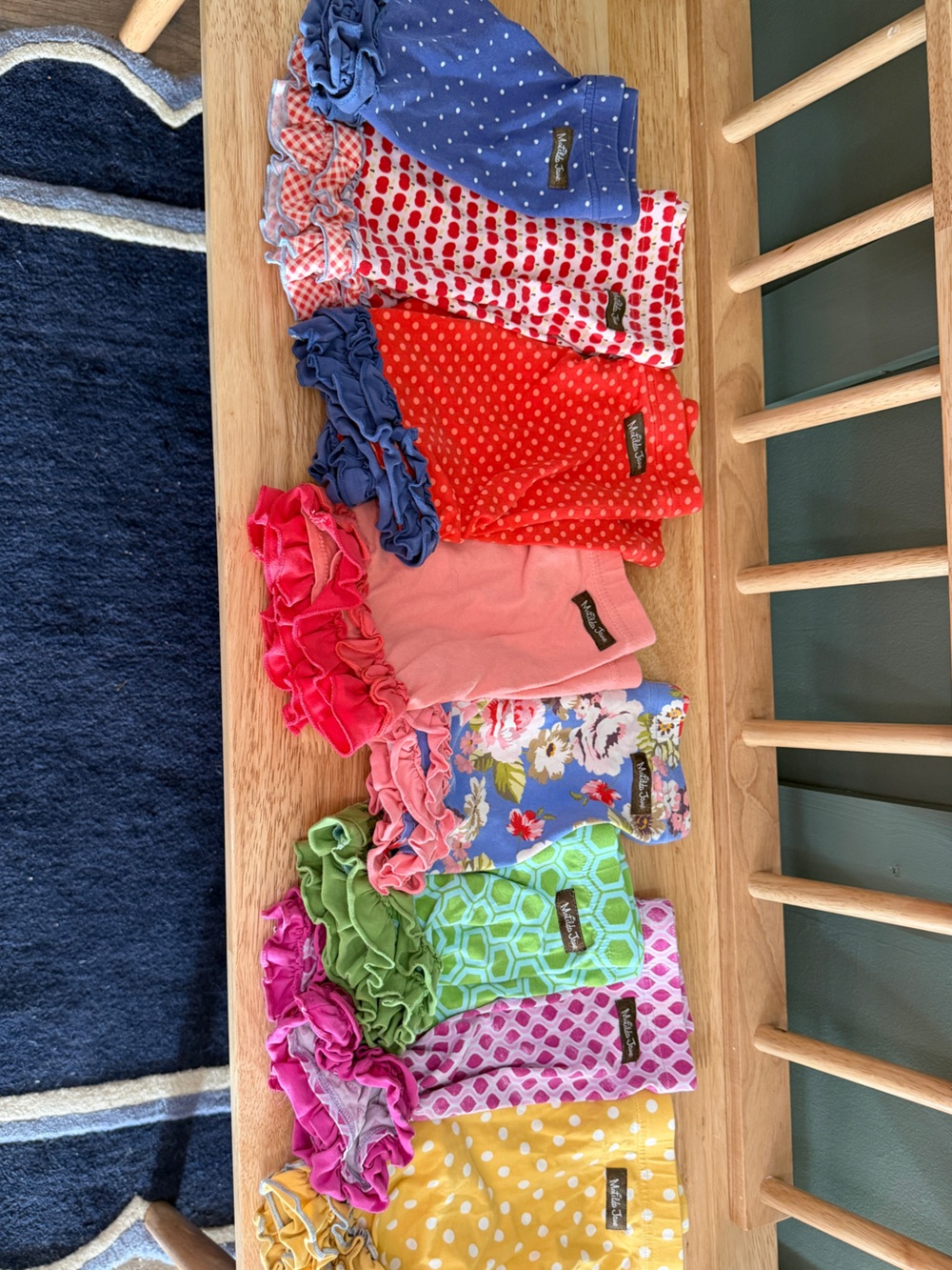 Matilda Jane Girls' Pink, Red & Blue Ruffle Leggings Trio